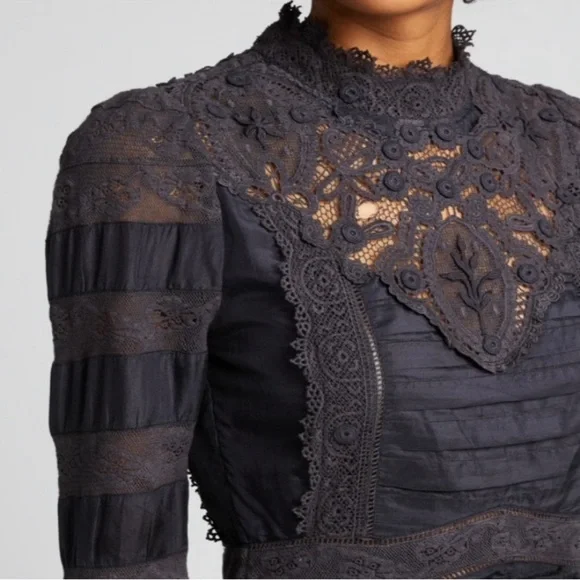 NWT LoveShackFancy Harmon Mini Shirted Lace Dress size 6 - Picture 5 of 10